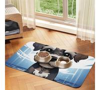 Adorable Schnauzer Pet Feeding Mat Absorbent Pu Leather Dog Cat Food Mats Contain Spills Protects Floors, Anti-Slip Rubber Backing Dog Bowl Mats Easy Clean Pet Placemats 30x45cm