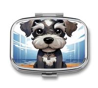 Adorable Schnauzer Pill Box Pill Case Cute Pill Organizer Pill Holder Medicine Pill Organizer Pill Container Daily Pill Organizer Small Pill Box Pill Case for Purse Pocket