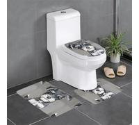 Adorable Schnauzer Print Bathroom Mat Set 3 Pieces, Ultra Soft Carpet Quick Dry Bathroom Rug Sets Mats Absorbent with U-Shaped Toilet for Bathroom, Tub, Shower Toilet Base