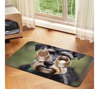 adorable schnauzer print Cats Pet Bowl Placemat Pet Feeding Mats for Dogs, Non-Slip PU Leather Tablecloth for Pets