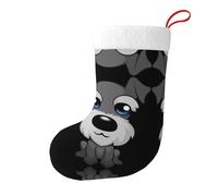 adorable schnauzer Print Christmas Stocking 18 Inches - Holiday Fireplace Hanging Decoration, Xmas, and Halloween Home Decor
