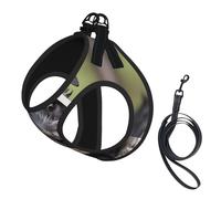 Adorable Schnauzer Print Dog Harness with Leash Set with Thickened Padded Vest for Extra-Small/Small Medium Dogs