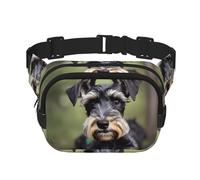 adorable schnauzer Print Fashion Waist Packs Square Layer Waist Bag Black Belt Bag with Adjustable Strap, Black, One Size