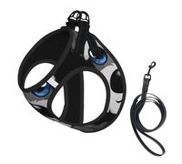 Adorable Schnauzer Print Harness Leash Set For Cats And Dogs, Reflective Adjustable, Soft Breathable Mesh Vest With Escape-Proof Lead, For Small Pets And Kitten Puppies