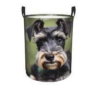 Adorable Schnauzer Print Laundry Hamper Round Laundry Basket, Large Laundry Hamper With Laundry Bag Handles