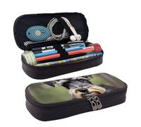 Adorable Schnauzer Print Leather Cosmetic Bag, Leather Flap Case, Spacious Coin Purse, Storage Bag, Black, One Size