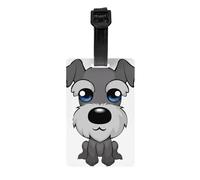 Adorable Schnauzer Print Luggage Tags with Full Back Privacy Cover - Bright Suitcase Identifier for Travel, Cruise & More
