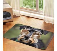 adorable schnauzer print PU Leather Feeding Mat for Dogs Cats Pet Food Mat Absorbent Non-Slip Rubber Bottom