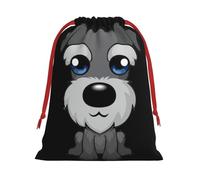 Adorable Schnauzer Print Santa Sack Drawstring Bags For Presents, Reusable Plush Holiday Fabric Gift Bags- L Size