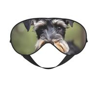 Adorable Schnauzer Print Silk Like Sleep Eye Mask Comfortable Blindfold Adjustable Soft Eye mask for Sleep