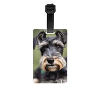 Adorable Schnauzer Print Waterproof Luggage Tags for Air Travel Daily Use Vacation Suitcases Labels Set