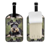Adorable Schnauzer Printed Leather Luggage Tag, Durable Baggage Identifier, Soft PU ID Label, for Business Travel