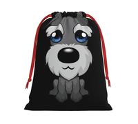 Adorable Schnauzer Printing 11.8x15.8in Drawstring Gift Bag With Red Ribbon Closure For Halloween Xmas,For Adults Gifting