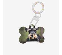 Adorable Schnauzer Printing Dog Tag Bone Shaped Double Sided Pattern Dog Id Tags Bone Shaped Pet Name Tags Dog Collar Tags