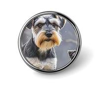 Adorable Schnauzer Round Brooch Pin Aluminum Alloy Badge Pin Personalized Lapel Pin with Smooth Edges Fashion Accessories for Shirts Jackets