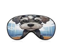 Adorable Schnauzer Sleep Mask Soft and Comfortable Night Sleeping Mask Face-Hugging Padded Eye Cover with Adjustable Band for Deep Rest Travel Shift Work