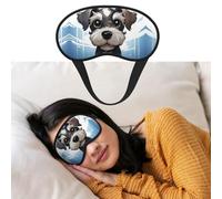 Adorable Schnauzer Sleep Mask Soft Blackout Eye Mask with Adjustable Strap Comfortable Eye Shade Cover for Women Men Deep Rest Travel Work Home