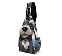 Adorable Schnauzer Sling Bag for Men Women - Adjustable Crossbody Chest Backpack, 15" Travel Hiking Fanny Pack