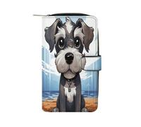 Adorable Schnauzer Wallet Multifunctional Leather Wallets for Men Compact Long Wallet Credit Card Holder Passport Bag