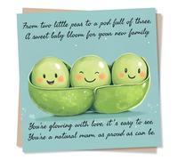 Adorable Sincere New Baby Congratulations Card For New Mum - Cute - From Two Peas To Three - For Friend, Bestie, Sister, Daughter, Niece, Granddaughter