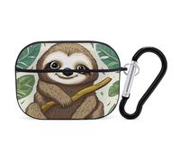 Adorable Sloth AirPod Pro Case, Anti Scratch Hard PC Cover with Keychain, AirPod Pro 2nd/1st Case Accessories for Women Men, Black-Style