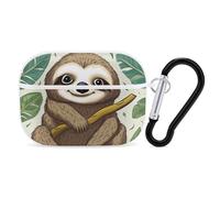 Adorable Sloth AirPod Pro Case, Anti Scratch Hard PC Cover with Keychain, AirPod Pro 2nd/1st Case Accessories for Women Men, White-Style