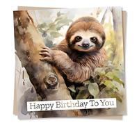 Adorable Sloth Birthday Card - Happy Birthday To You - Made in UK
