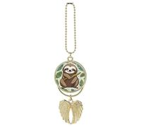 Adorable Sloth Car Hanging Pendant, Zinc Alloy Rearview Mirror Charms - Relieve Visual Fatigue, Vintage Keychain Pendant, Lucky Car Interior Hanging Decoration, Golden-Style