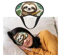 Adorable Sloth Eye Mask for Sleeping Soft Satin Sleep Shade Cover Blindfold with Elastic Strap Travel Nap Blackout Eye Shade Cover for Women Men