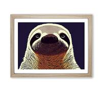 Adorable Sloth Framed Print | A3 Oak Framed Wall Art | Ready to Hang | Modern Nature Picture | Living Room Bedroom Lounge Office