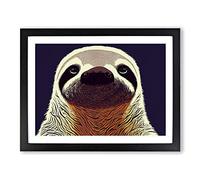 Adorable Sloth Framed Print | A4 Black Framed Wall Art | Ready to Hang | Modern Nature Picture | Living Room Bedroom Lounge Office