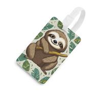 Adorable Sloth Luggage Tags with ID Card, Durable Travel Bag Tags, Waterproof Name Tag for Suitcases, Backpacks & Travel Cases White-Style
