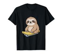 Adorable Sloth On Skateboard Lazy Skater Vibes T-Shirt