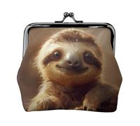 Adorable Sloth print Coin Purse Small Change Purse Card Holder Coin Pouch Small Wallet for Women and Men, Black, One Size, Vintage