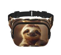 Adorable Sloth print Fanny Pack Waist Packs with Extender for Men Women, Waist Bag Hip Pack with Zipper Pockets, Black, One Size