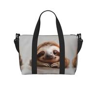 Adorable Sloth print Gym Bag for Women,Carry on Weekender Overnight Duffle Bag,Personal Item Tote Bag, Black, One Size