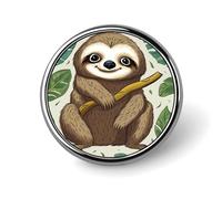 Adorable Sloth Round Badge for Men Women, Durable & Stylish Lapel Pins, Lightweight Metal Badges for Shirts, Jackets, Hats