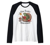 Adorable Smart Turtle Reading in Chair Book Lover Raglan Baseball Tee