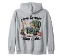 Adorable Smart Turtle Reading In Chair Book Lover Zip Hoodie
