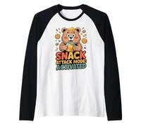 Adorable Snack Attack Bear Animal Pun Raglan Baseball Tee