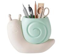 Adorable Snail Shaped Cute Pen Holder for Desk, Wide Opening Makeup Brush Organizer & Pencil Holder, Desktop Decor for Office, Home, Art Supplies, Kawaii Green