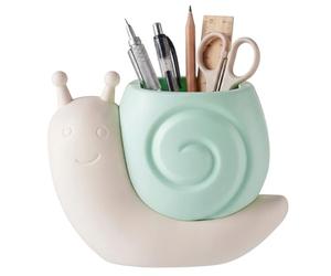 Adorable Snail Shaped Cute Pen Holder for Desk, Wide Opening Makeup Brush Organizer & Pencil Holder, Desktop Decor for Office, Home, Art Supplies, Kawaii Green