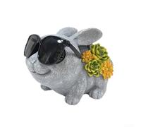 Adorable Solar-Powered LED Bunny Garden Statue - Resin Outdoor Decor Light for Patio, Balcony & Yard, 21 x 13.5 x 14.5 cm, Easter & Spring Decoration