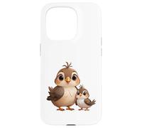 Adorable Sparrow Chick and Mother Bird Art Case for iPhone 15 Pro