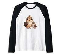 Adorable Sparrow Chick and Mother Bird Art Raglan Baseball Tee