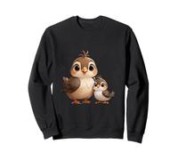 Adorable Sparrow Chick and Mother Bird Art Sweatshirt