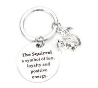 Adorable Squirrel Round Tag Stainless Steel Keychain,- Cute and Simple Keyring for Animal Lovers, Birthday Gifts for Women, Gift Ideas for Mum, Sisters and Friends, Modern and Stylish Decoration