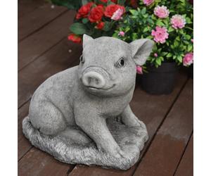 Adorable Stone Cast Babe Pig Garden Ornament