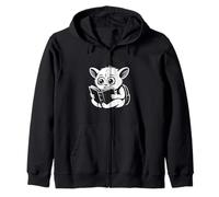 Adorable Tarsier Student Monochrome Book Lover Zip Hoodie