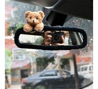 Adorable Teddy Bear Car Mirror Cover Set,cute sheep mirror accessories, Cartoon Design for Rearview Mirrors, Cozy Interior Auto Accessory (teddy)